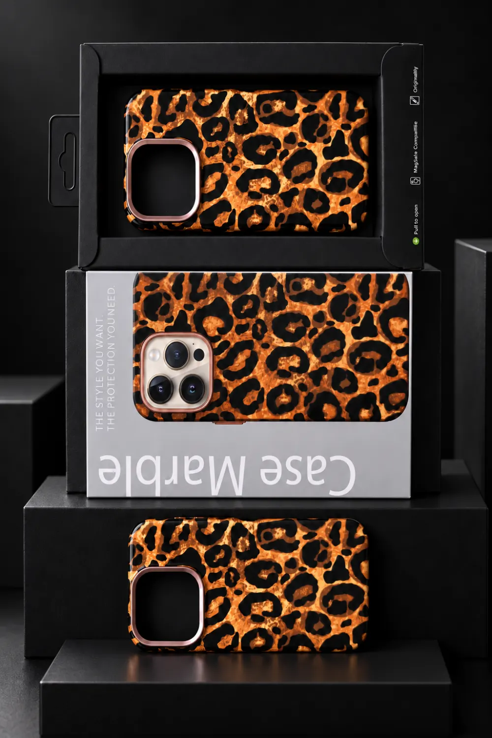 Case Marble MagSafe Kılıf — Leopar Desen | iPhone 13