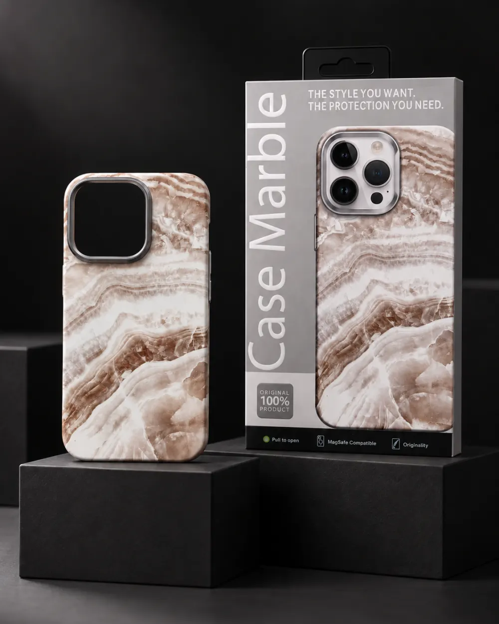 Case Marble MagSafe Kılıf — Kahve Mermer | iPhone 14