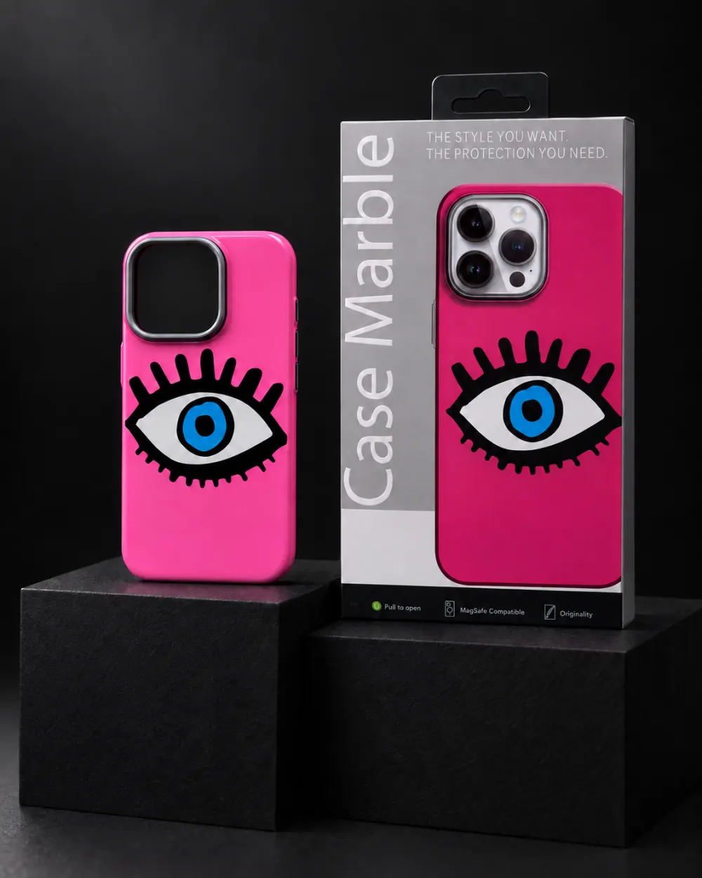 Case Marble MagSafe Kılıf — Magenta Göz | iPhone 14