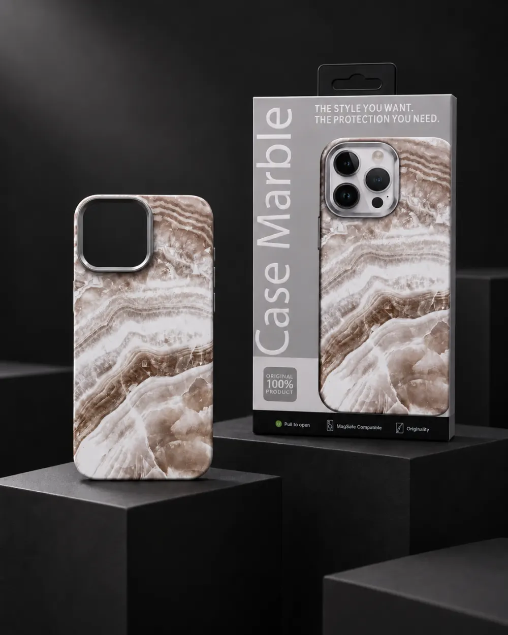 Case Marble MagSafe Kılıf — Toprak Onyx | iPhone 14 Pro