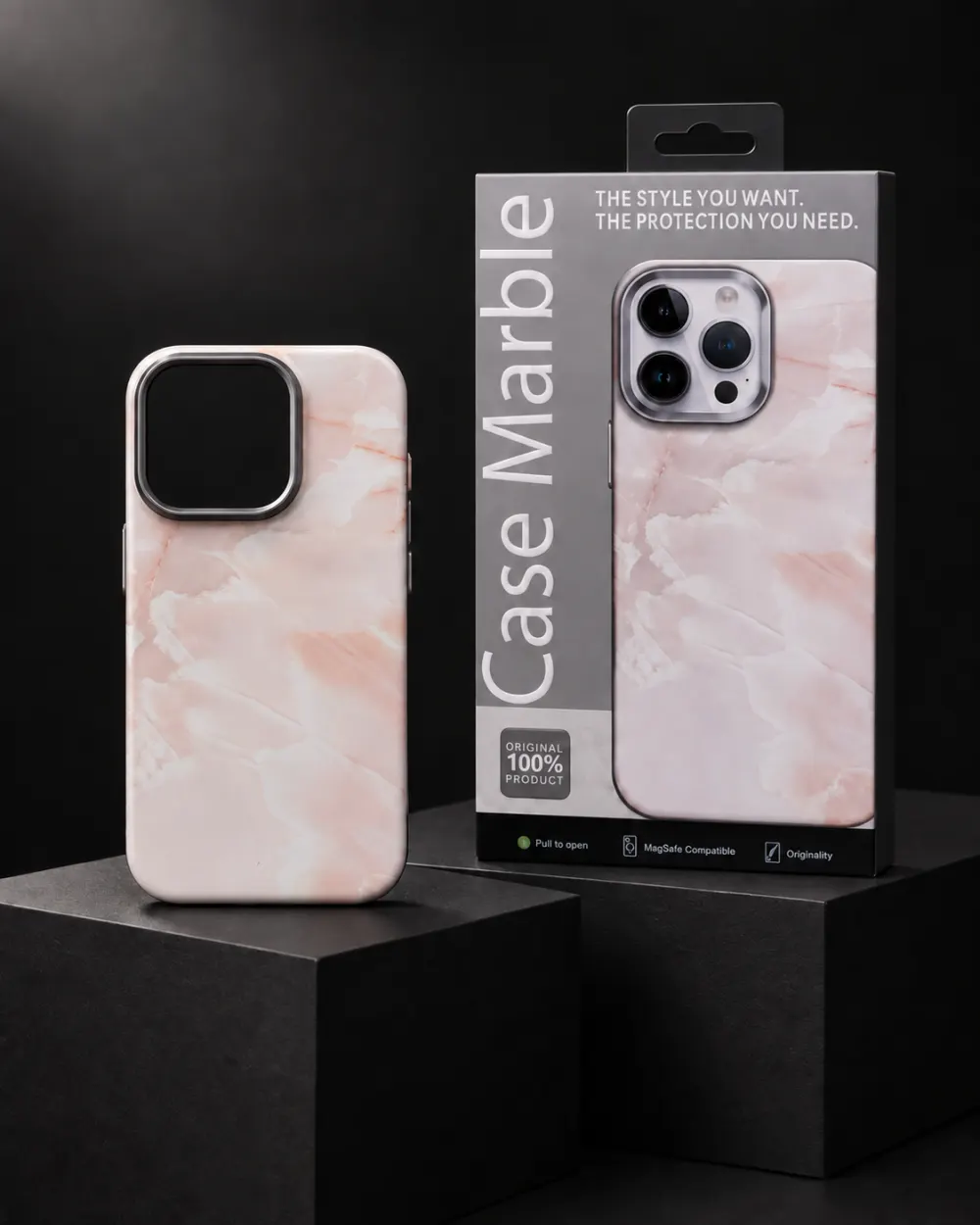 Case Marble MagSafe Kılıf — Şeftali Mermer | iPhone 15 Pro