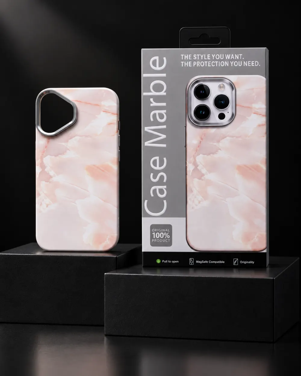 Case Marble MagSafe Kılıf — Pudra Mermer | iPhone 16