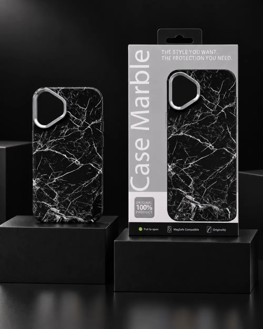Case Marble MagSafe Kılıf — Noir Mermer | iPhone 16