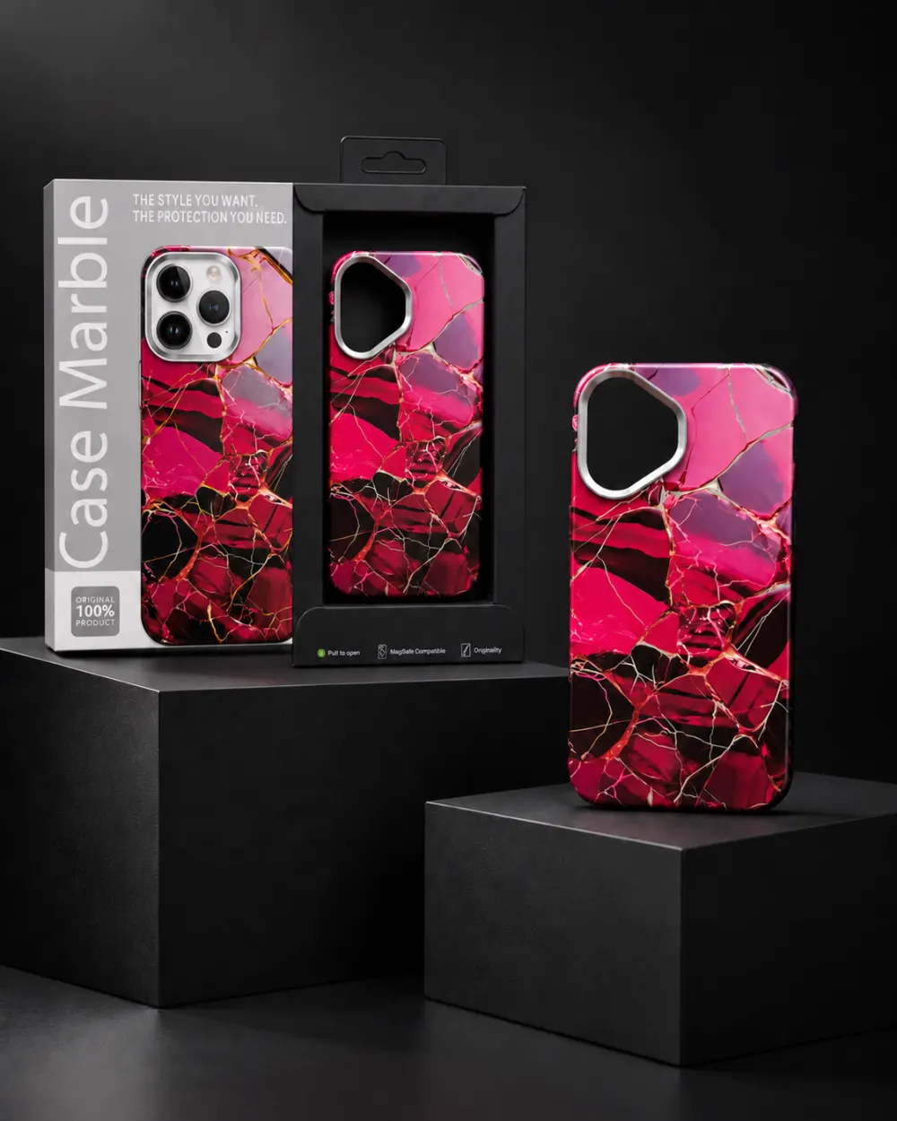 Case Marble MagSafe Kılıf — Magenta Altın | iPhone 16