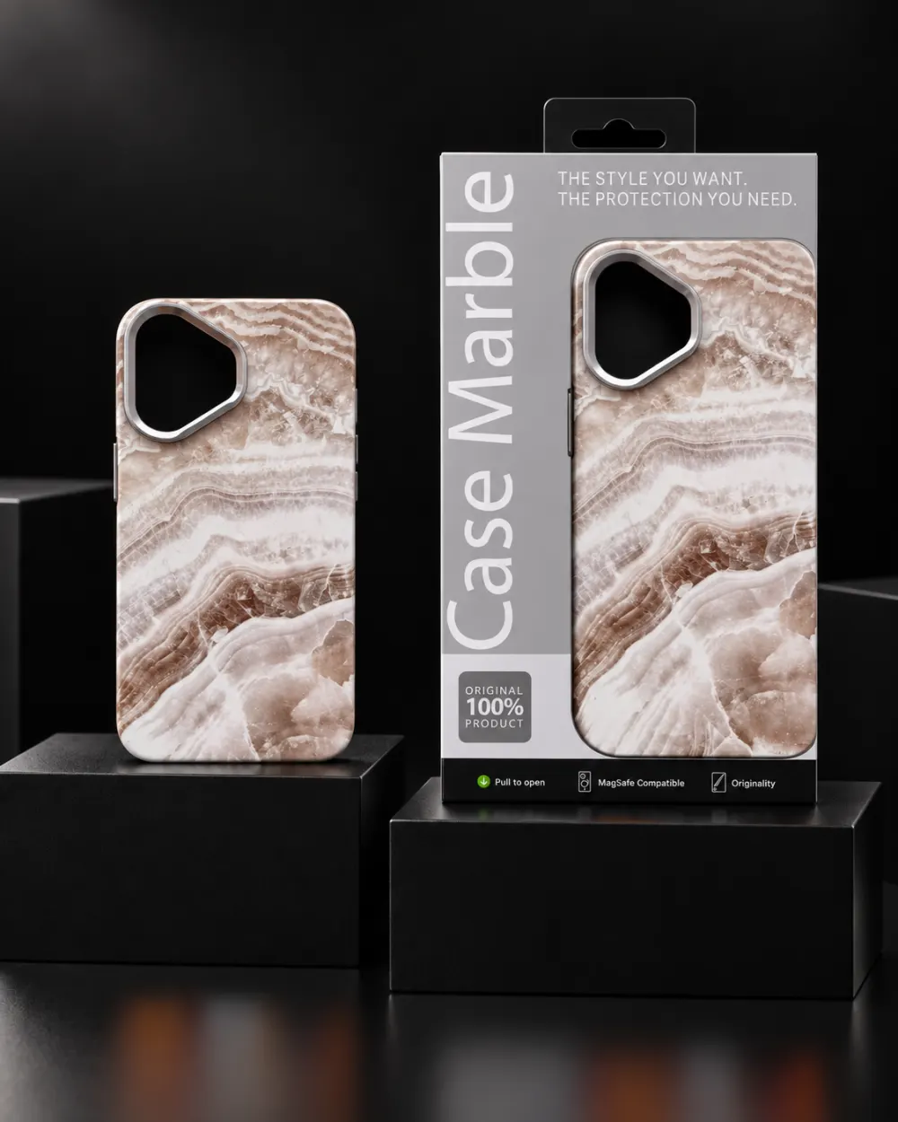 Case Marble MagSafe Kılıf — Onyx Toprak | iPhone 16