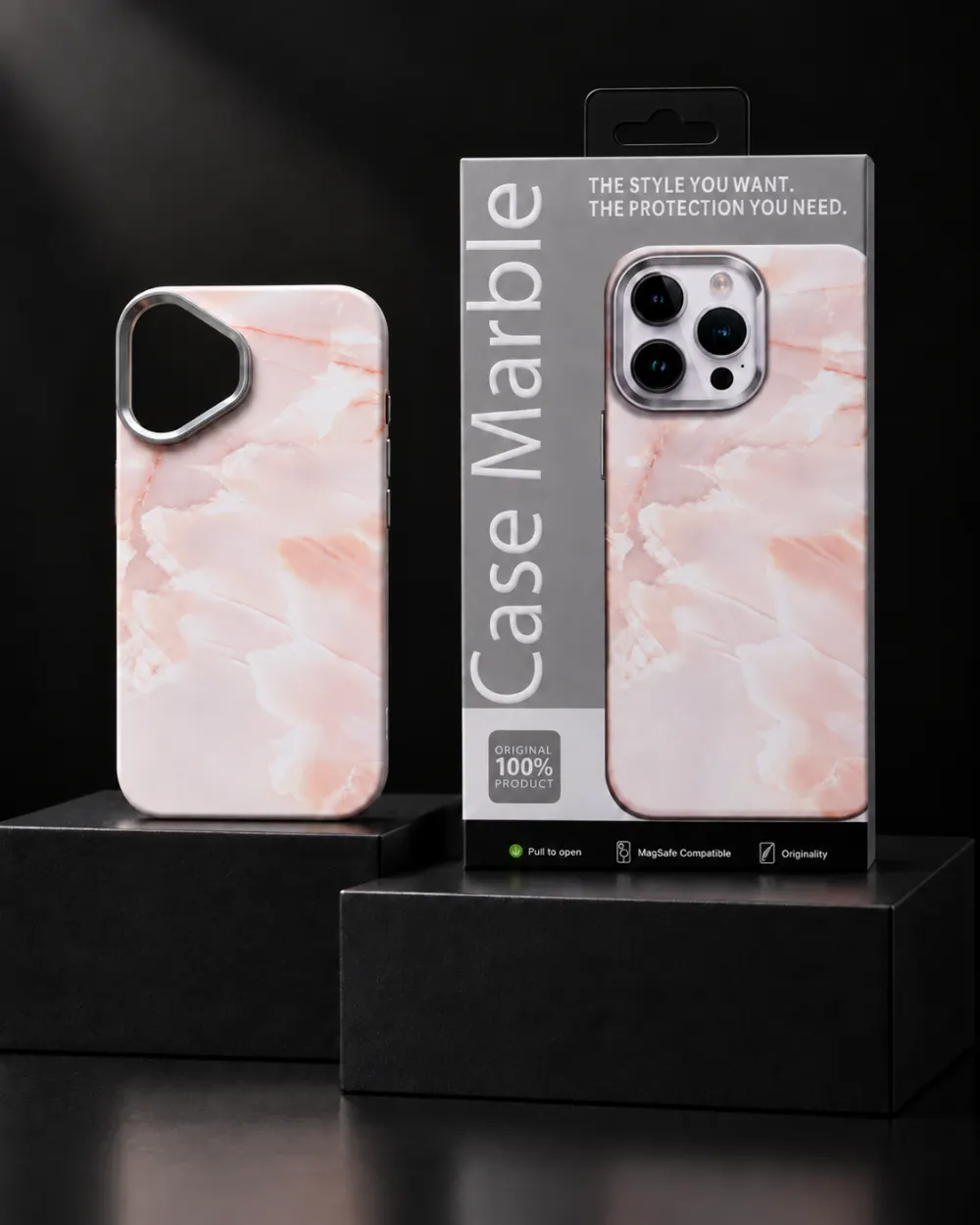 Case Marble MagSafe Kılıf — Gül Mermer | iPhone 16