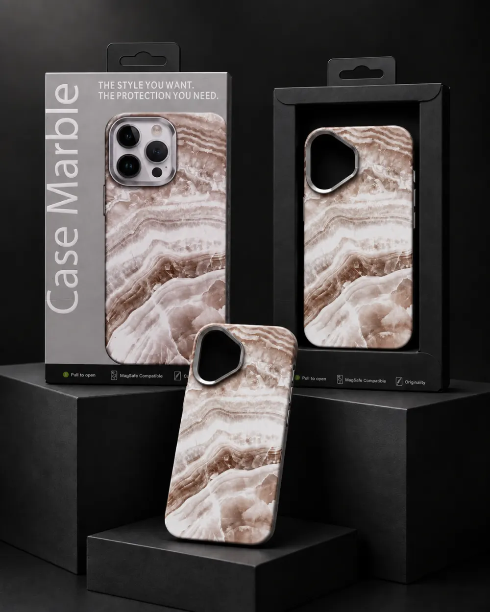 Case Marble MagSafe Kılıf — Agate Bej | iPhone 17
